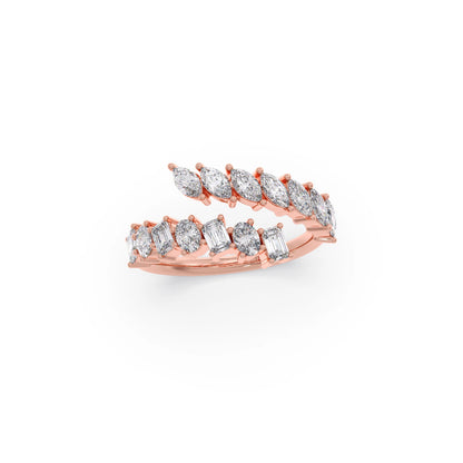 Marquise, Oval, and Emerald-Cut Diamond Bypass Ring