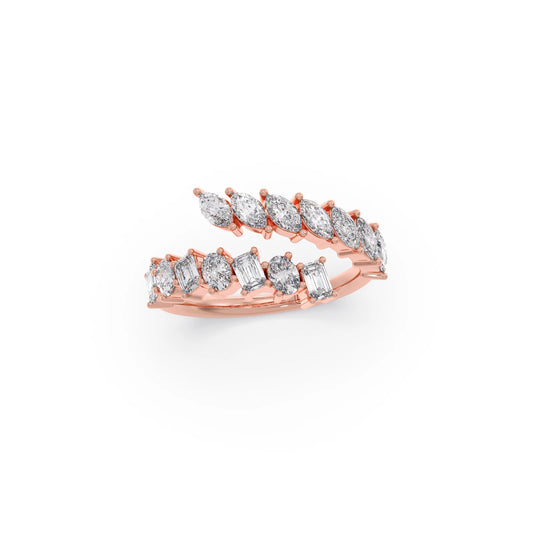 Marquise, Oval, and Emerald-Cut Diamond Bypass Ring