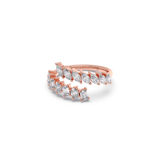 Marquise, Oval, and Emerald-Cut Diamond Bypass Ring