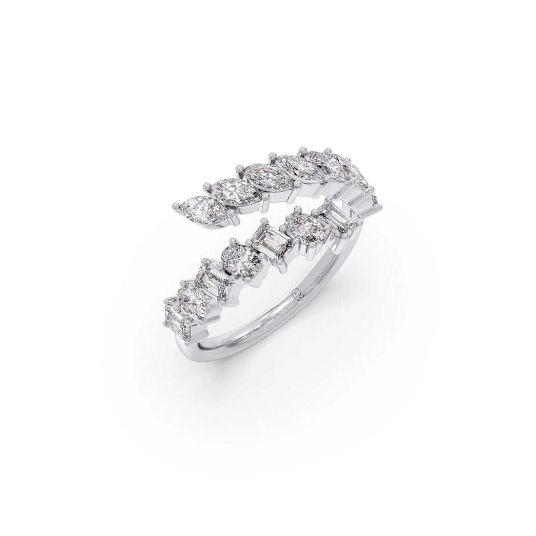 Marquise, Oval, and Emerald-Cut Diamond Bypass Ring