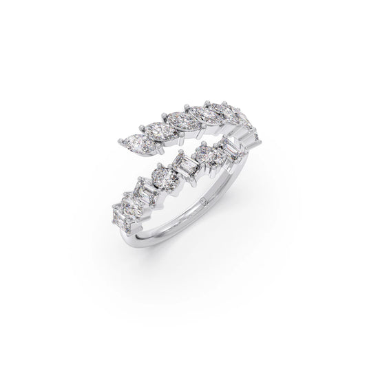 Marquise, Oval, and Emerald-Cut Diamond Bypass Ring