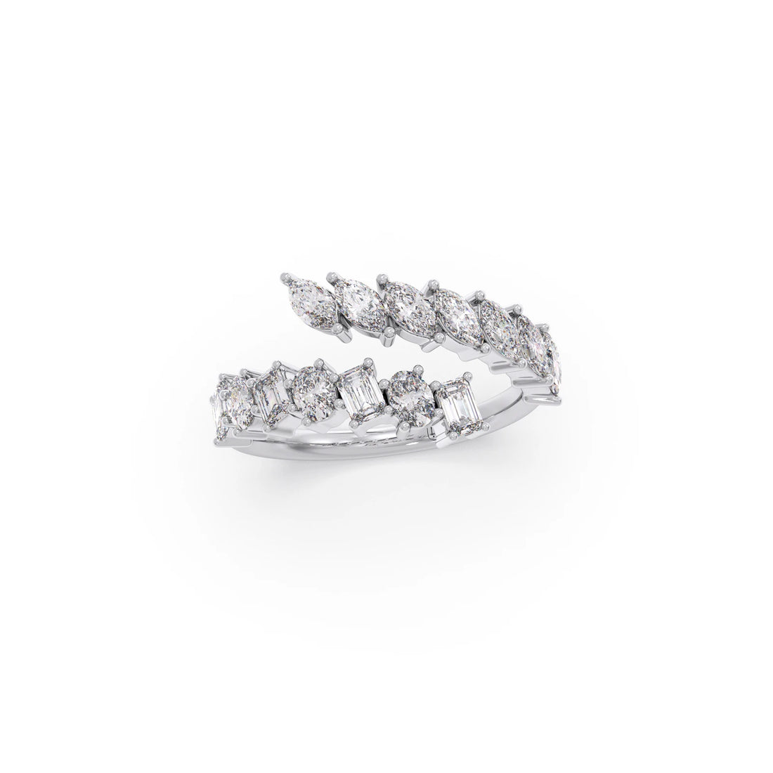 Marquise, Oval, and Emerald-Cut Diamond Bypass Ring