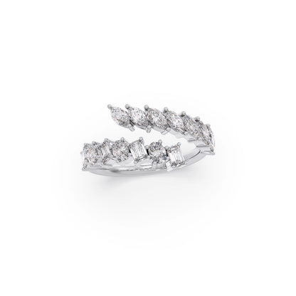 Marquise, Oval, and Emerald-Cut Diamond Bypass Ring