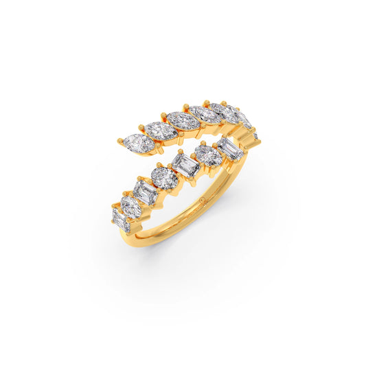 Marquise, Oval, and Emerald-Cut Diamond Bypass Ring