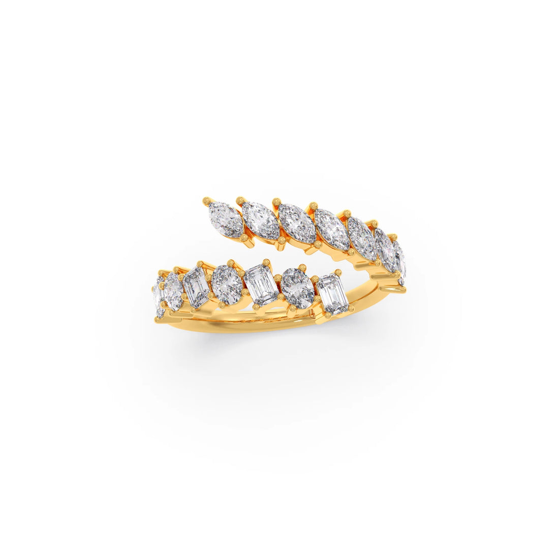Marquise, Oval, and Emerald-Cut Diamond Bypass Ring