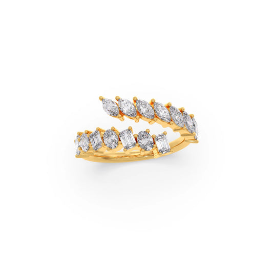 Marquise, Oval, and Emerald-Cut Diamond Bypass Ring