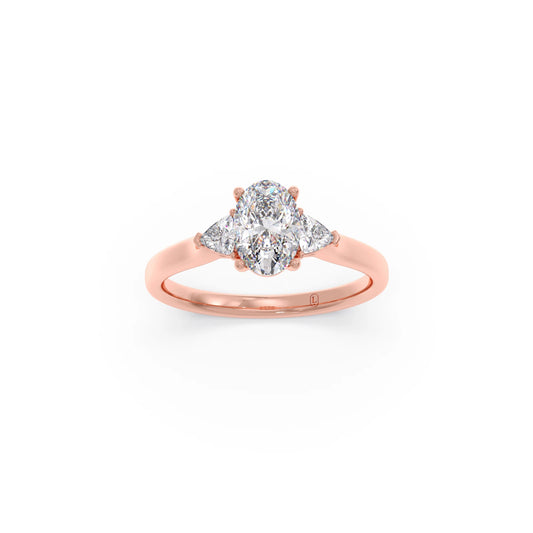 Oval Solitaire with Trillion Side Diamond Ring