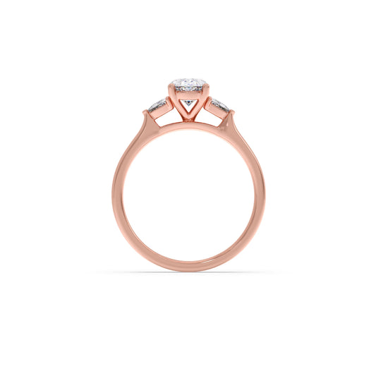 Oval Solitaire with Trillion Side Diamond Ring