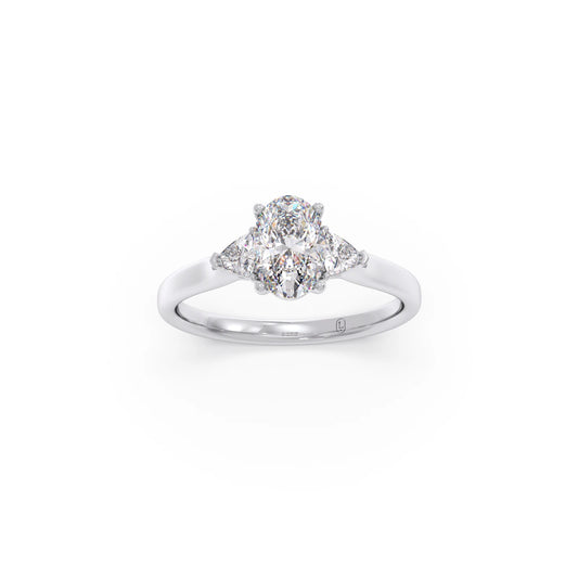 Oval Solitaire with Trillion Side Diamond Ring