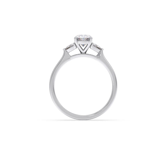 Oval Solitaire with Trillion Side Diamond Ring