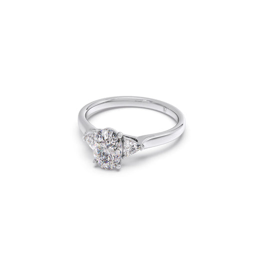 Oval Solitaire with Trillion Side Diamond Ring