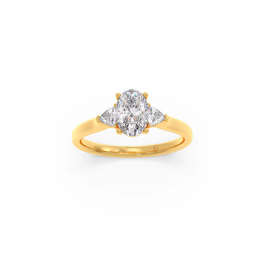 Oval Solitaire with Trillion Side Diamond Ring