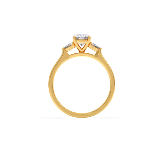 Oval Solitaire with Trillion Side Diamond Ring