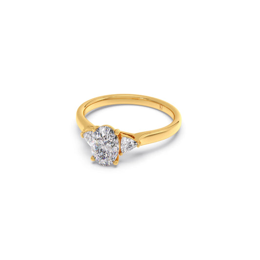 Oval Solitaire with Trillion Side Diamond Ring