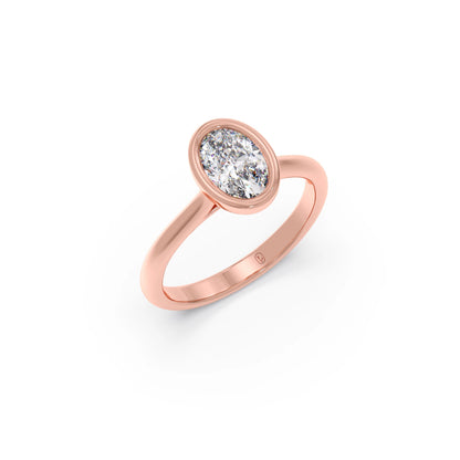 1 ct Bezel setting Oval Cut Solitaire Ring