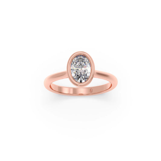 1 ct Bezel setting Oval Cut Solitaire Ring