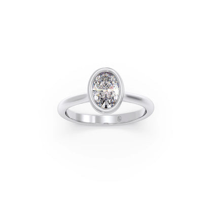 1 ct Bezel setting Oval Cut Solitaire Ring