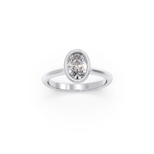1 ct Bezel setting Oval Cut Solitaire Ring