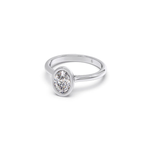 1 ct Bezel setting Oval Cut Solitaire Ring