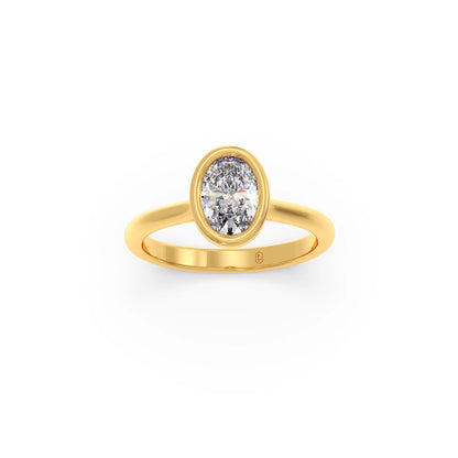 1 ct Bezel setting Oval Cut Solitaire Ring