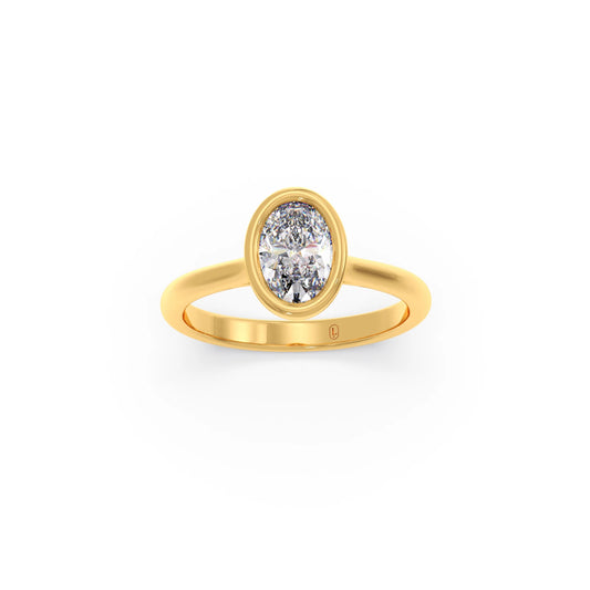 1 ct Bezel setting Oval Cut Solitaire Ring