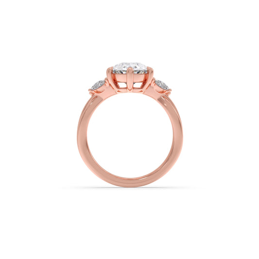 Pear Shaped Solitaire Ring with Marquise Diamond Accents