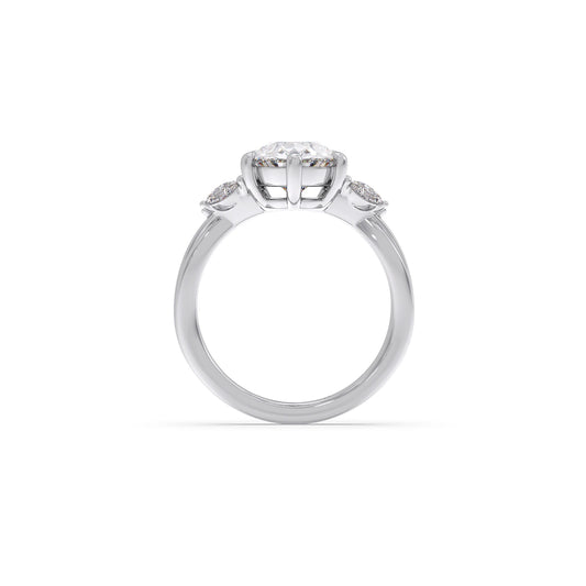 Pear Shaped Solitaire Ring with Marquise Diamond Accents
