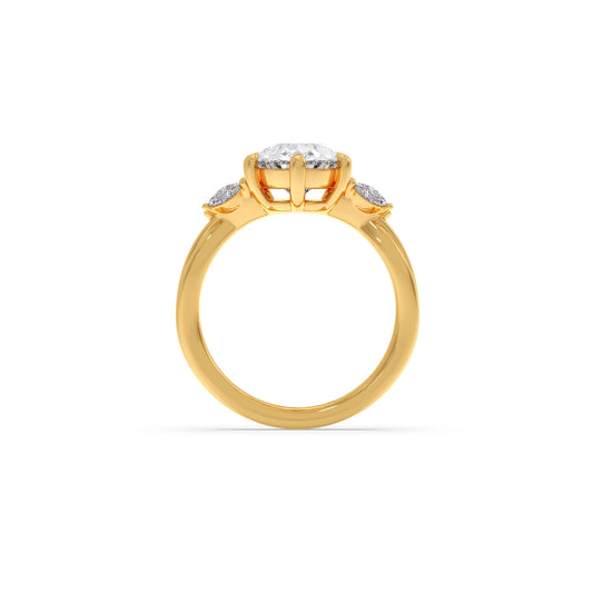 Pear Shaped Solitaire Ring with Marquise Diamond Accents