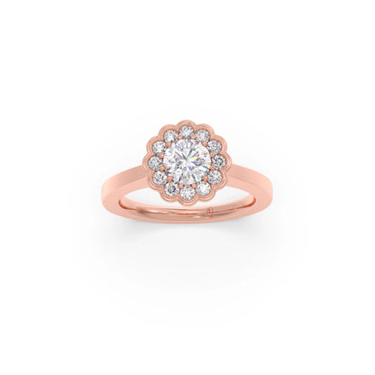 Round Solitaire with Accent Diamonds Ring