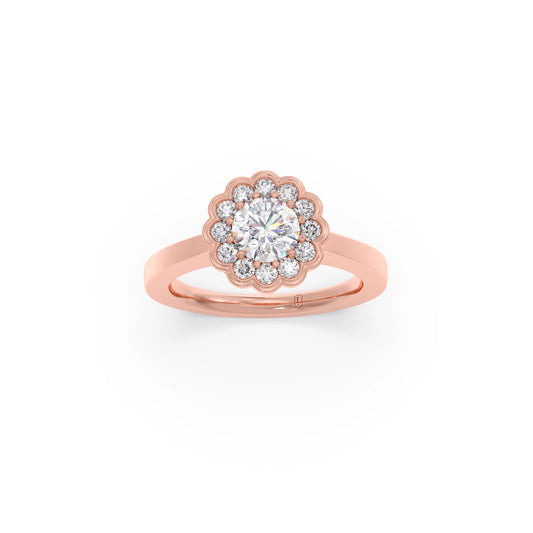 Round Solitaire with Accent Diamonds Ring