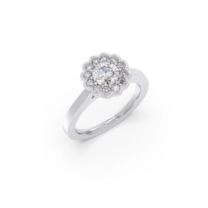 Round Solitaire with Accent Diamonds Ring