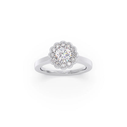 Round Solitaire with Accent Diamonds Ring