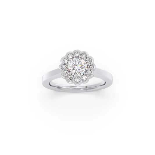 Round Solitaire with Accent Diamonds Ring