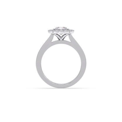 Round Solitaire with Accent Diamonds Ring