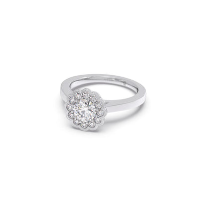 Round Solitaire with Accent Diamonds Ring