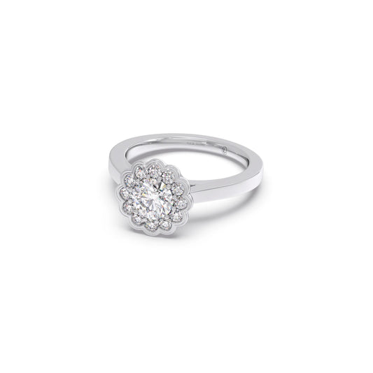 Round Solitaire with Accent Diamonds Ring