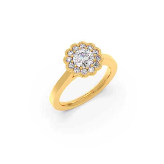 Round Solitaire with Accent Diamonds Ring