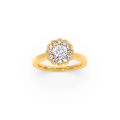 Round Solitaire with Accent Diamonds Ring