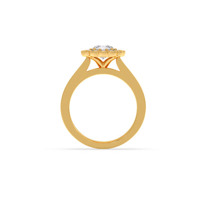 Round Solitaire with Accent Diamonds Ring