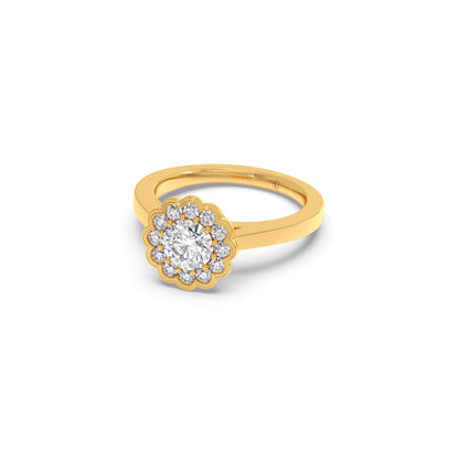 Round Solitaire with Accent Diamonds Ring