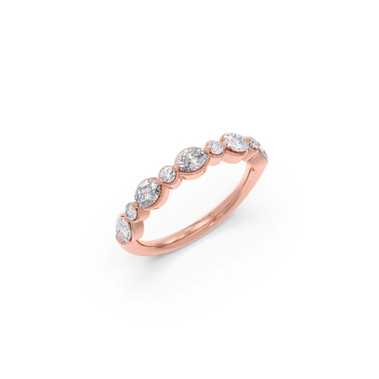 Round and Oval Diamond Half Eternity Band