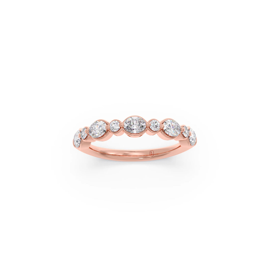 Round and Oval Diamond Half Eternity Band