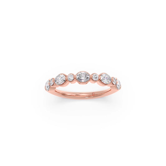 Round and Oval Diamond Half Eternity Band