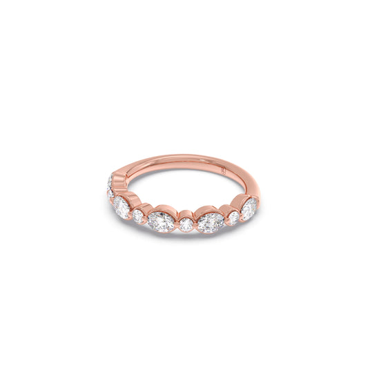 Round and Oval Diamond Half Eternity Band