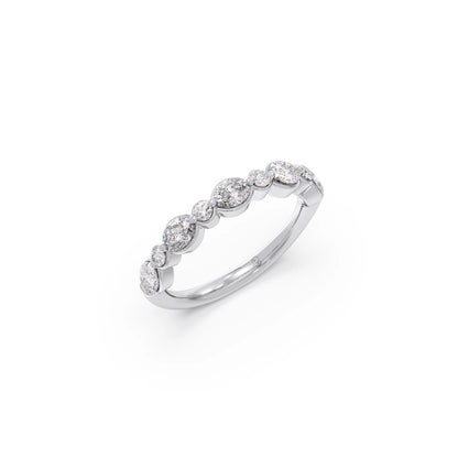 Round and Oval Diamond Half Eternity Band