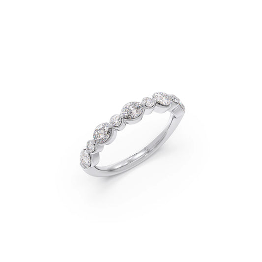 Round and Oval Diamond Half Eternity Band