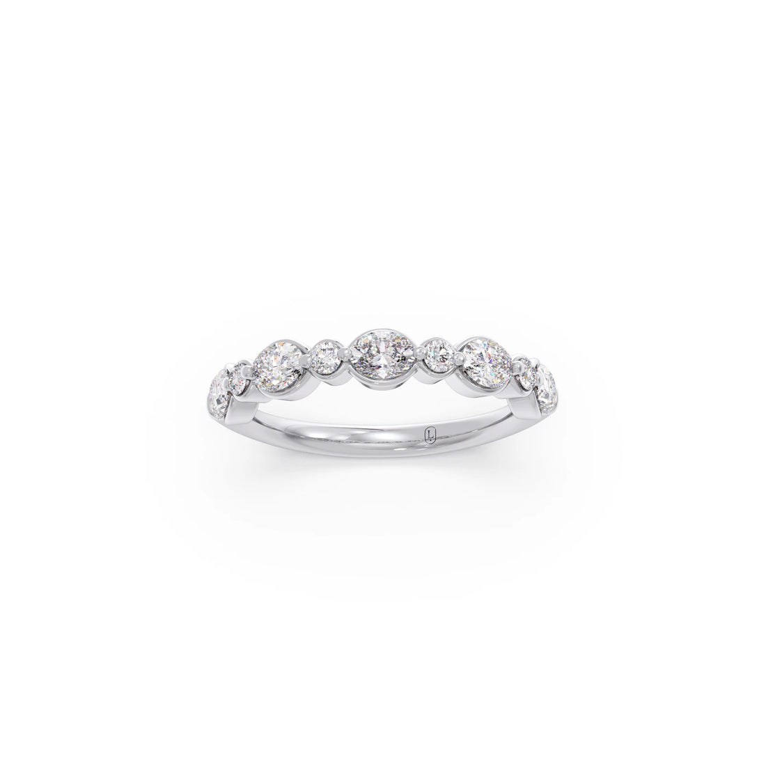 Round and Oval Diamond Half Eternity Band