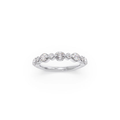Round and Oval Diamond Half Eternity Band