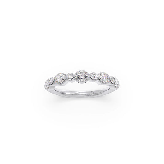 Round and Oval Diamond Half Eternity Band