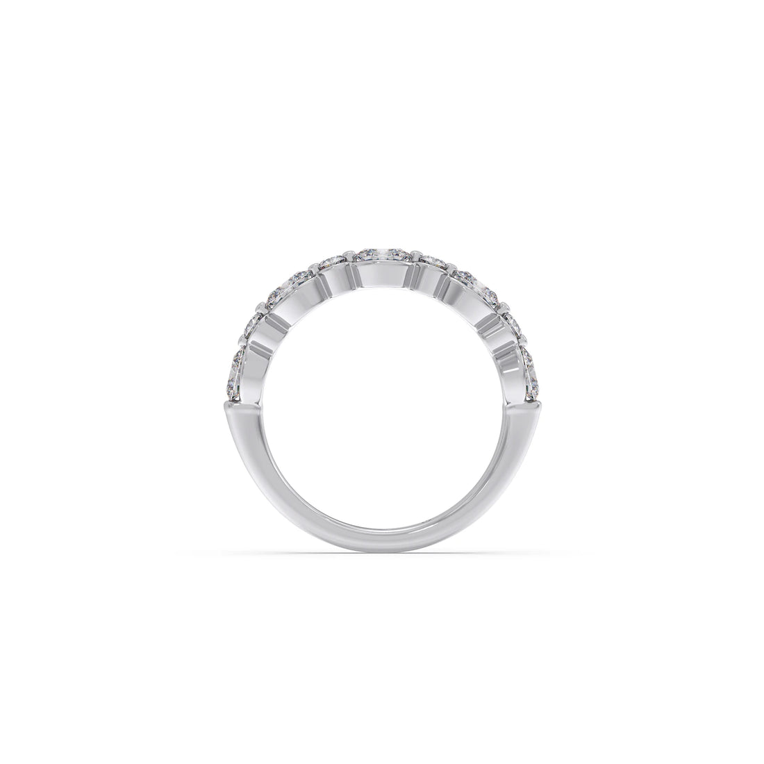 Round and Oval Diamond Half Eternity Band